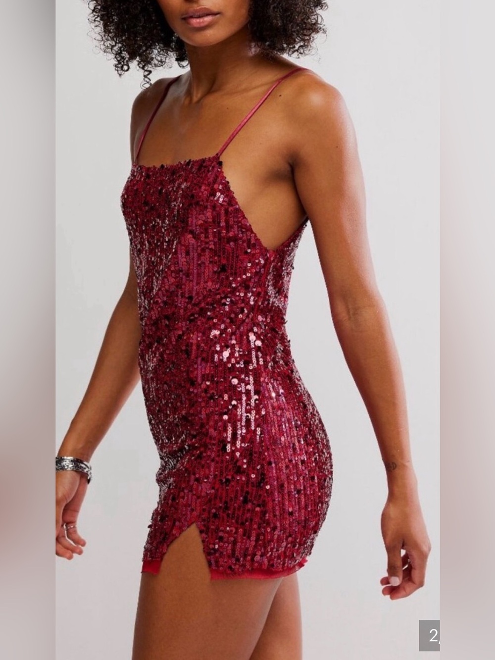 Free People Midnight Kiss Mini Slip Dress. NWT. Cherry combo - Picture 3 of 5